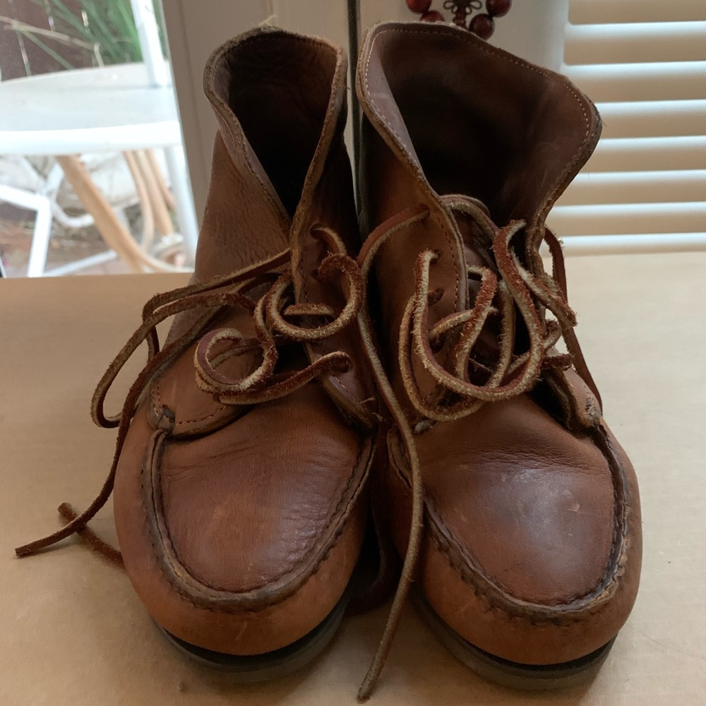 Cognac Brown Leather Timberland Boots Size 5W